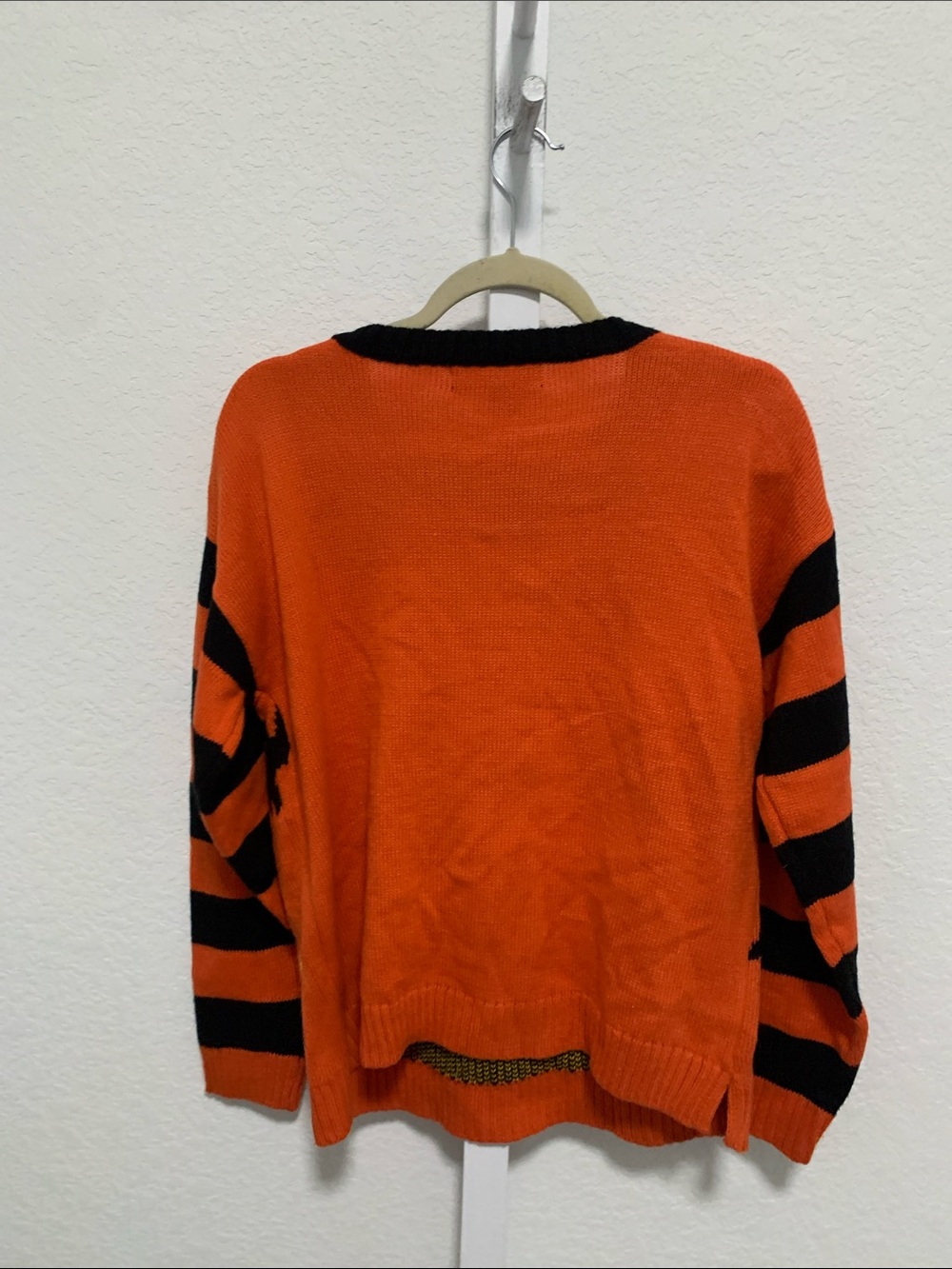 33 Degrees Orange Sweater with Black Bat Graphics - Picture 6 of 8